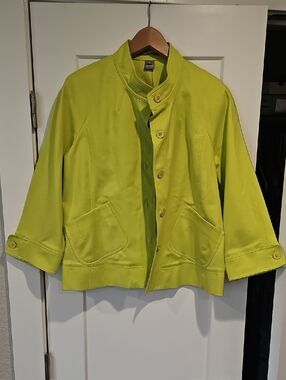 Ellen Tracy Lime Green Button-Front Jacket